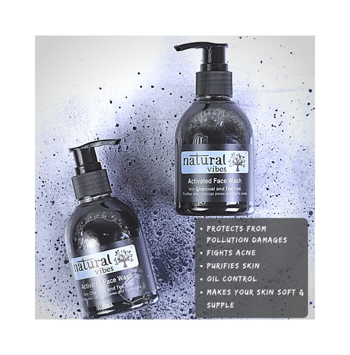 Natural Vibes Activated Charcoal and Tea Tree Face Wash (150ml)