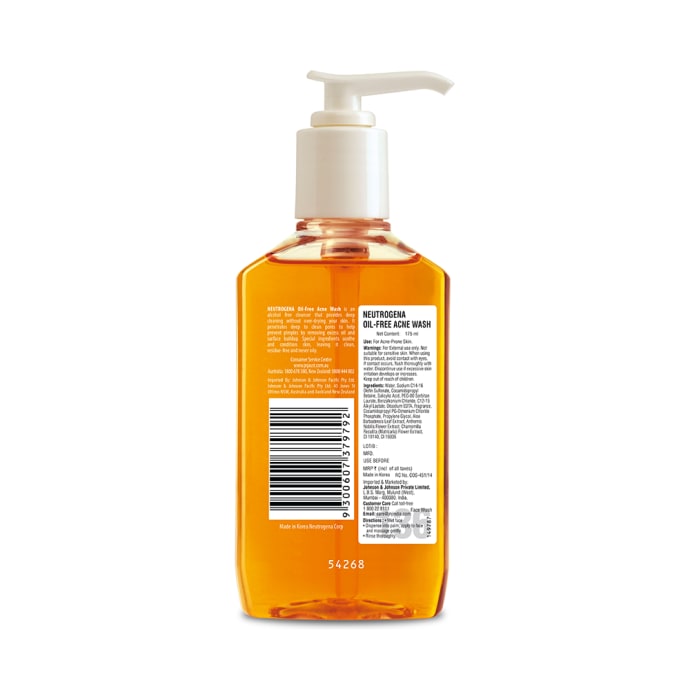 Neutrogena Facial Cleanser Oil Free Acne Wash (175ml)