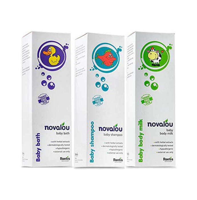 Novalou Combo Pack of Baby Bath 250ml, Baby Shampoo 200ml and Baby Body Milk 200ml