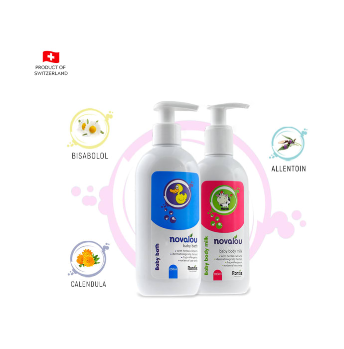 Novalou Combo Pack of Baby Body Milk & Baby Bath (200ml Each)