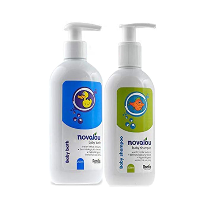 Novalou Combo Pack of Baby Shampoo 200ml and Baby Bath 250ml