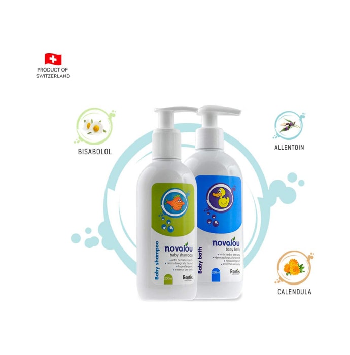 Novalou Combo Pack of Baby Shampoo 200ml and Baby Bath 250ml