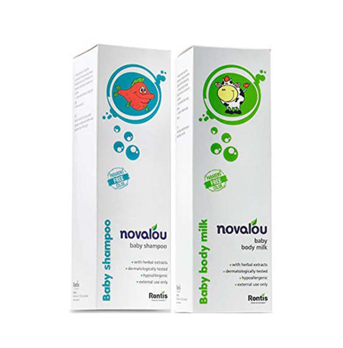 Novalou Combo Pack of Baby Shampoo and Baby Body Milk (200ml Each)
