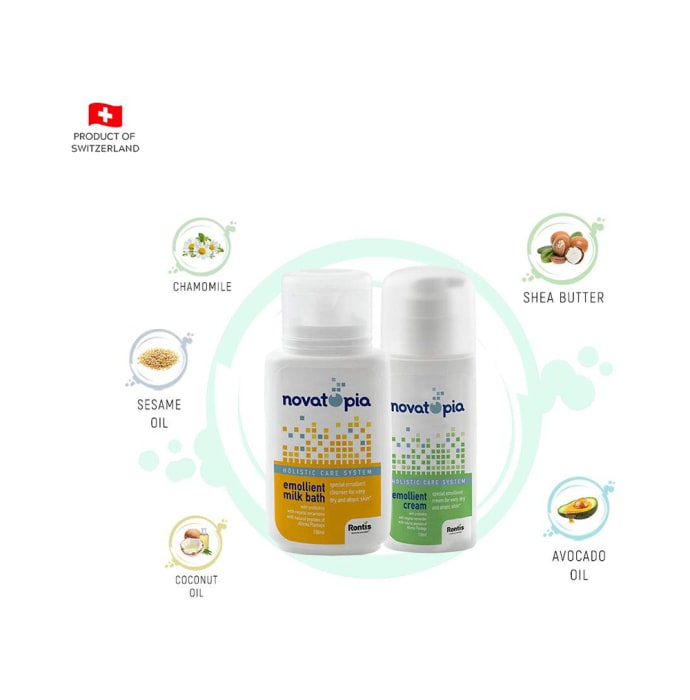 Novatopia Combo Pack of Emollient Cream and Emollient Milk Bath