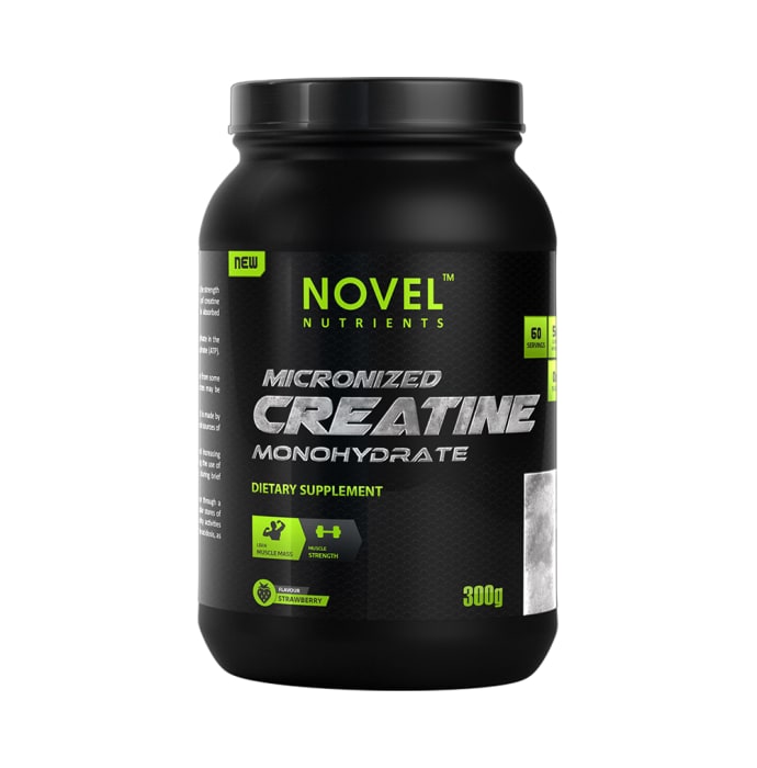 Novel nutrients micronized creatine monohydrate powder strawberry (300gm)