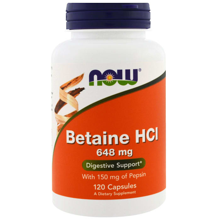 Now foods betaine hcl 648mg capsule (120'S)