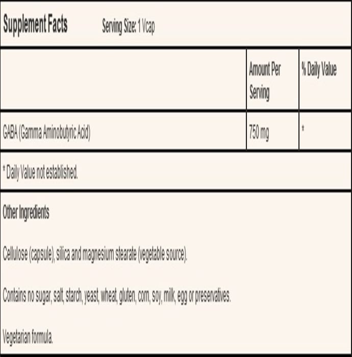 Now foods gaba 750mg veg capsule (100'S)