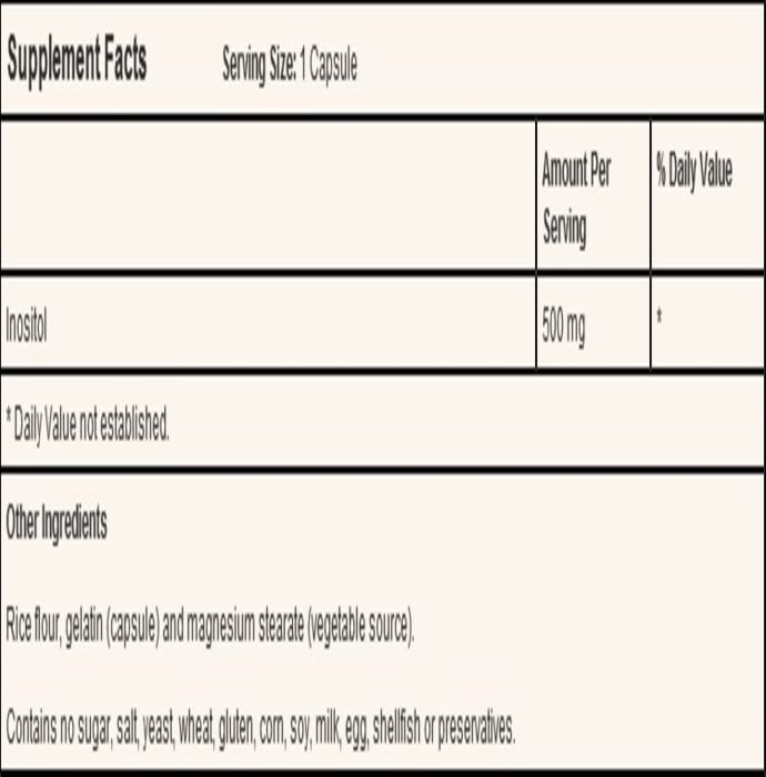 Now foods inositol 500mg capsule (100'S)