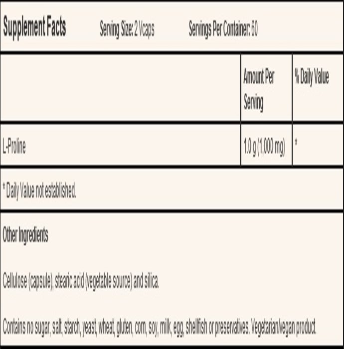 Now foods l-proline 500mg veg capsule (120'S)