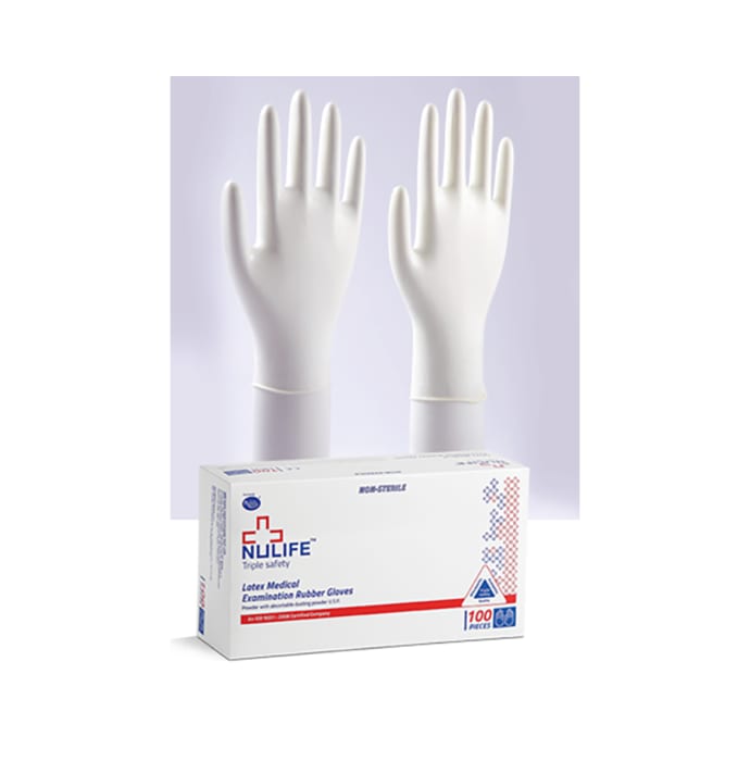 Nulife latex medical examination powdered gloves m