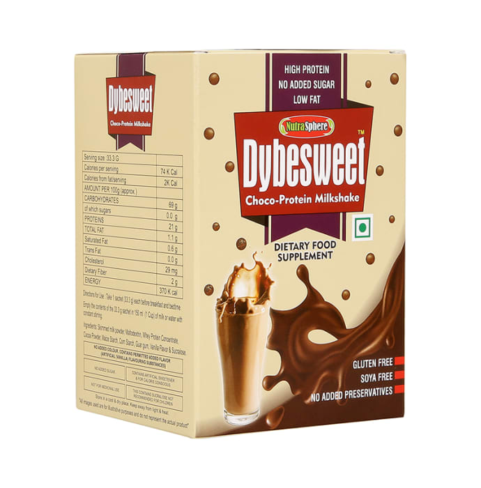 NutraSphere Dybesweet 200gm Milkshake Powder Choco Protein Low Fat High Protein