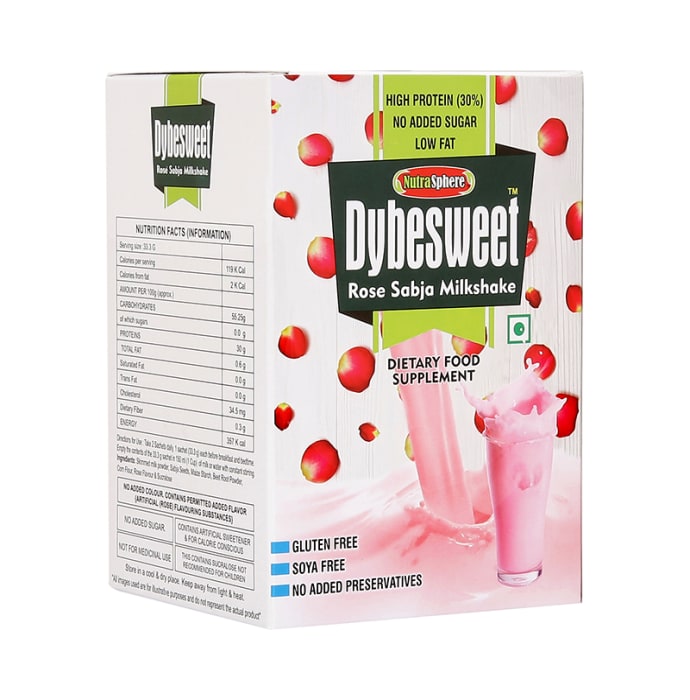 NutraSphere Dybesweet 200gm Milkshake Powder Rose Sabja Fat Burning