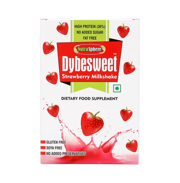 NutraSphere Dybesweet 200gm Milkshake Powder Strawberry Fat Free