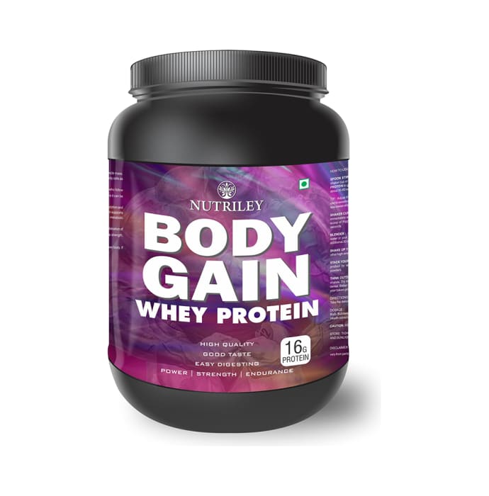 Nutriley Body Gain Whey Protein Kesar Pista Badam Powder (1000gm)