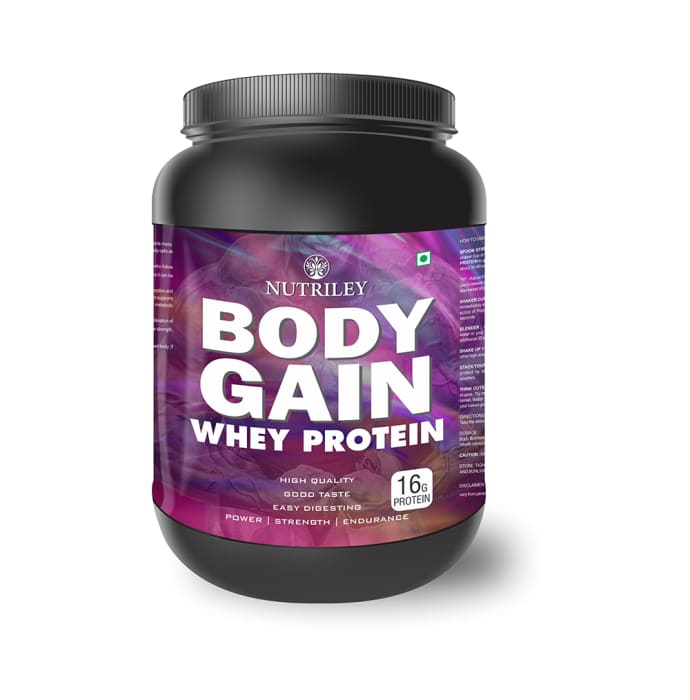 Nutriley Body Gain Whey Protein Strawberry Powder (1000gm)