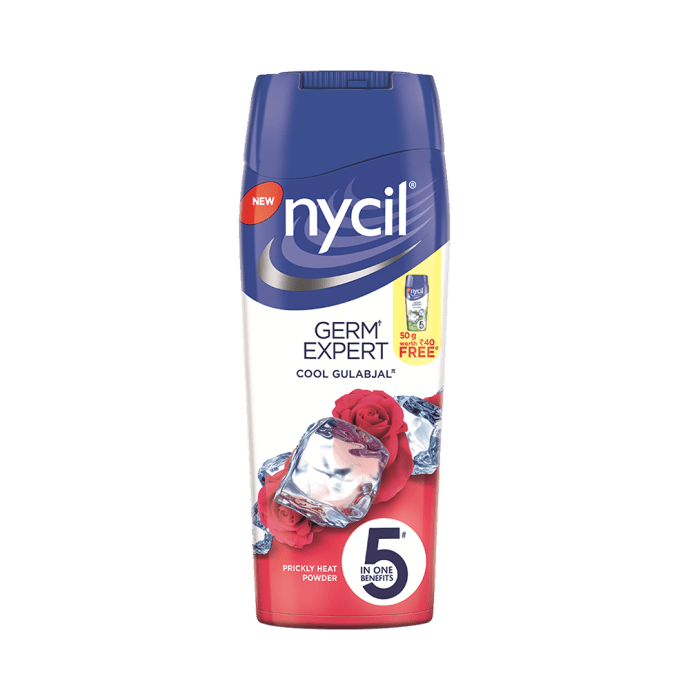 Nycil Germ Expert Prickly Heat Cool Gulabjal with Nycil Cool Herbal 50gm Free Powder (150gm)