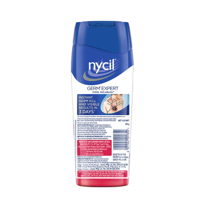 Nycil Germ Expert Prickly Heat Cool Gulabjal with Nycil Cool Herbal 50gm Free Powder (150gm)