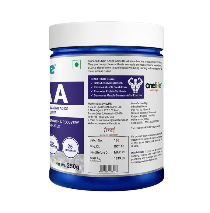 OneLife BCAA Powder Blueberry (250gm)