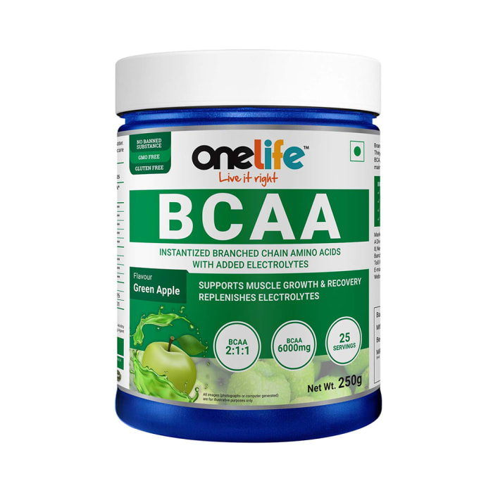 OneLife BCAA Powder Green Apple (250gm)