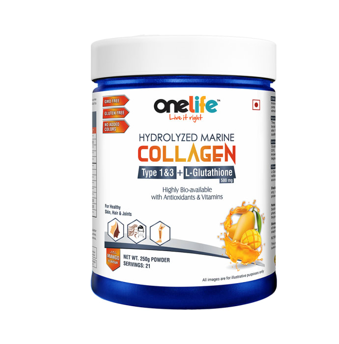 OneLife Hydrolyzed Marine Collagen Powder Mango (250gm)