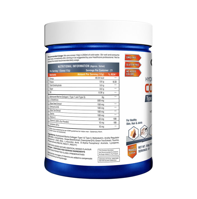 OneLife Hydrolyzed Marine Collagen Powder Mango (250gm)