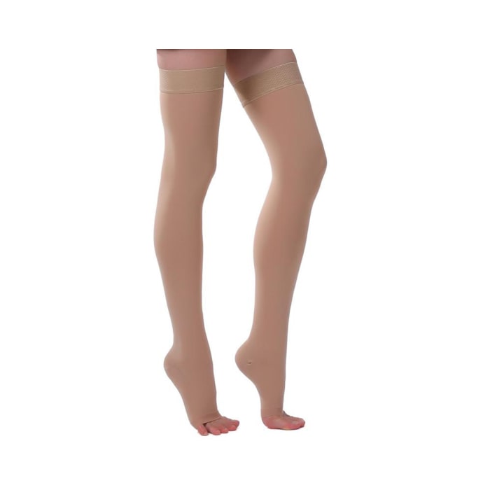 Ontex Cotton Compression Stockings Thigh Length for Varicose Veins Large Beige