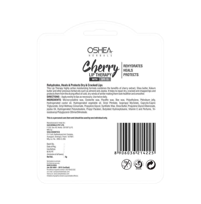 Oshea Herbals Lip Therapy with SPF 15 Cherry (4.5gm)