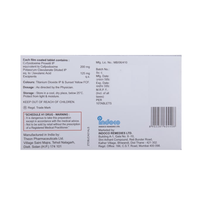 Oxipod CV 200 mg / 125 mg Tablet (10'S)