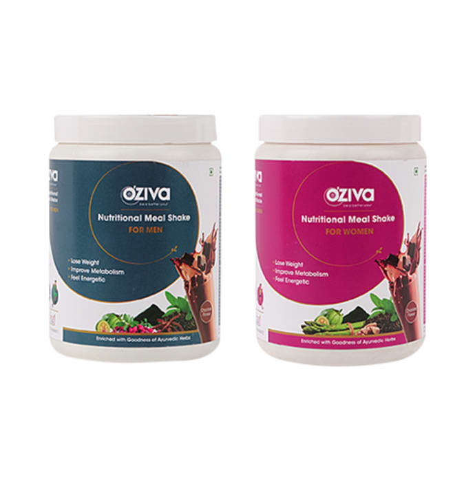 Oziva Combo Pack of Nutritional Meal Shake for Men and Women (500gm Each) Chocolate