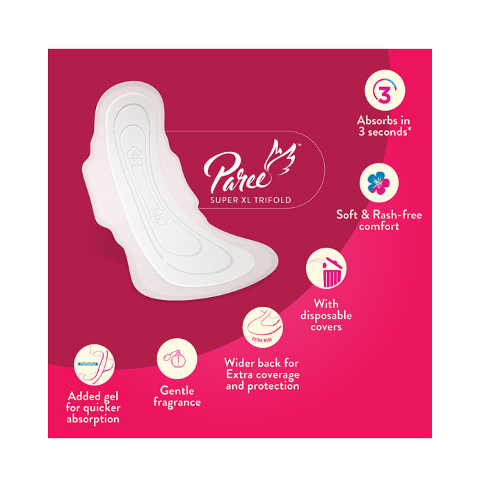 Paree Super Soft & Rash Free Sanitary Pads for Heavy Flow Pads XL