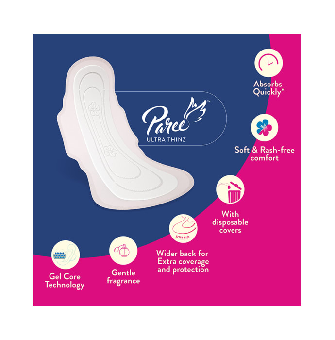 Paree Ultra Thinz Soft & Rash Free Sanitary Pads for Heavy Flow Pads XXL