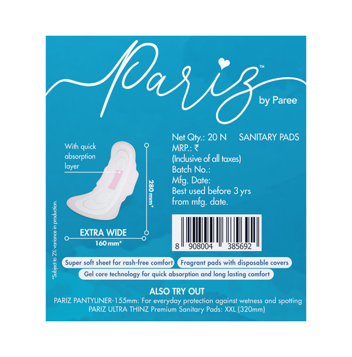 Pariz By Paree Premium Ultra Thinz Cotton Feel Sanitary Pads XL