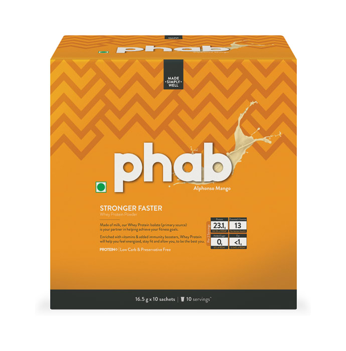 Phab Whey Protein Powder Sachet (16.5 gm Each) Alphonso Mango