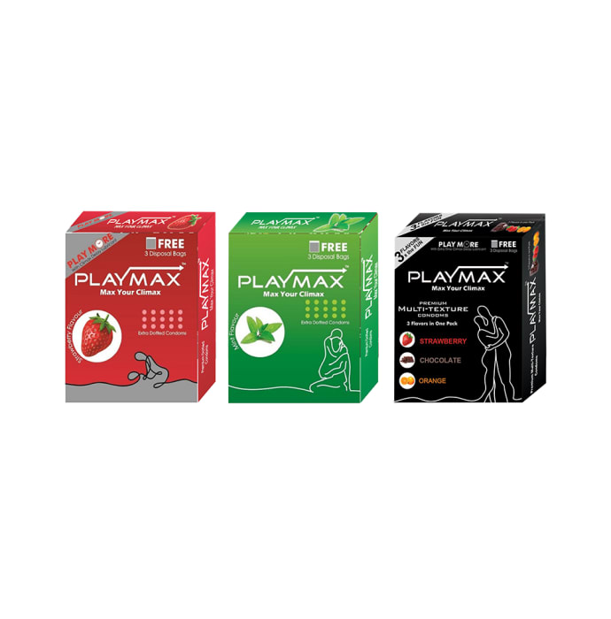 Playmax Extra Dotted Condom Strawberry Mint Assorted