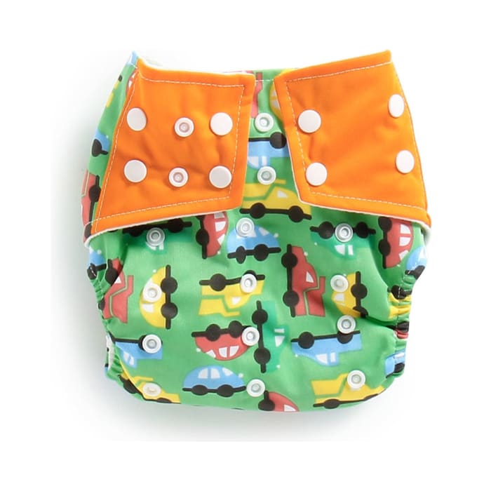 Polka Tots Green Reusable Washable Coth Diaper with One Absorbent Diaper Liner