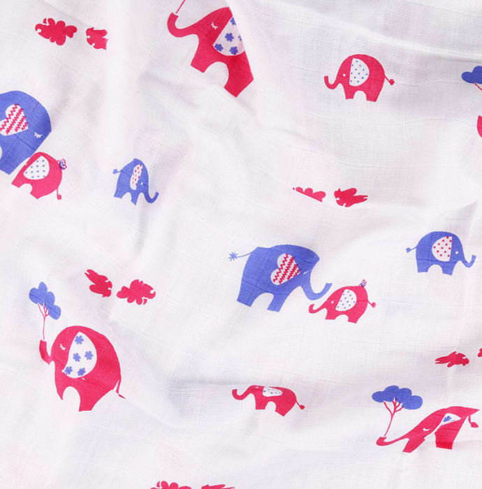 Polka Tots Organic Cotton Swaddle / Wrap Elephant Print