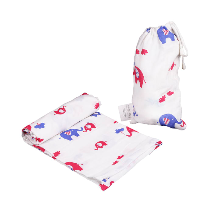 Polka Tots Organic Cotton Swaddle / Wrap Elephant Print