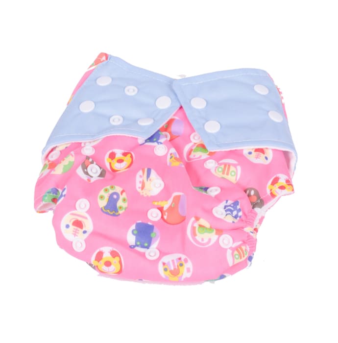 Polka Tots Pink Reusable Washable Coth Diaper with One Absorbent Diaper Liner