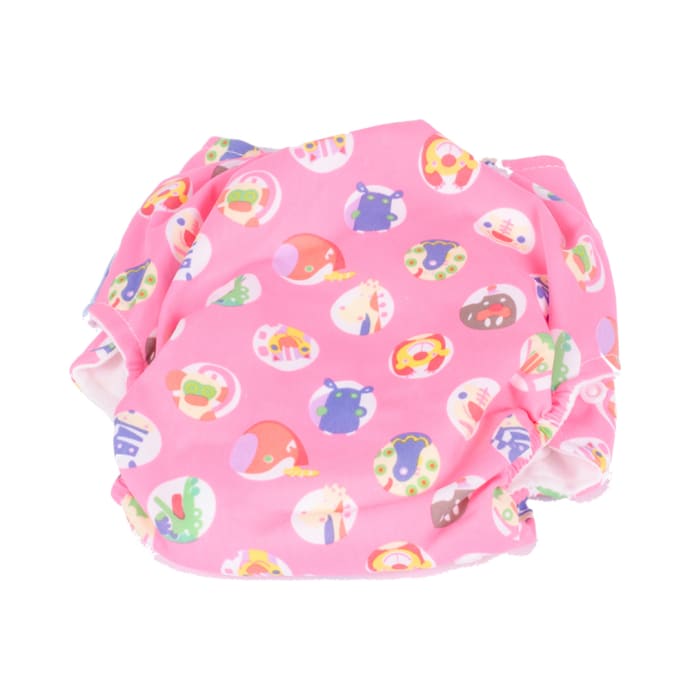 Polka Tots Pink Reusable Washable Coth Diaper with One Absorbent Diaper Liner