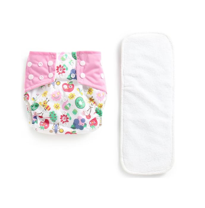 Polka Tots White Reusable Washable Coth Diaper with One Absorbent Diaper Liner