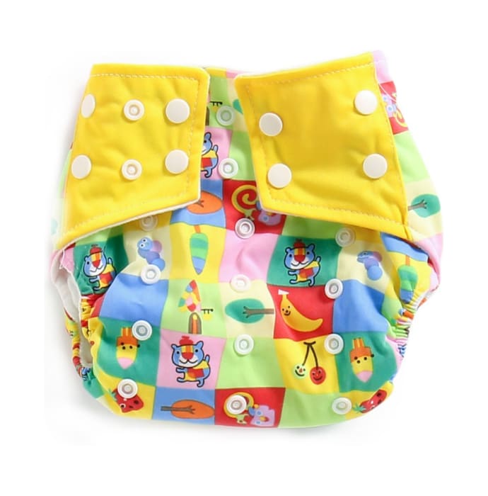 Polka Tots Yellow Reusable Washable Coth Diaper with One Absorbent Diaper Liner