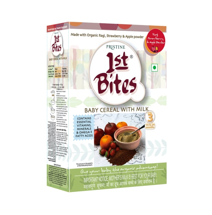 Pristine 1st Bites (10 Months - 24 Months) Stage-3 Baby Cereals with Milk Ragi Strawberry and Apple Powder (300gm)