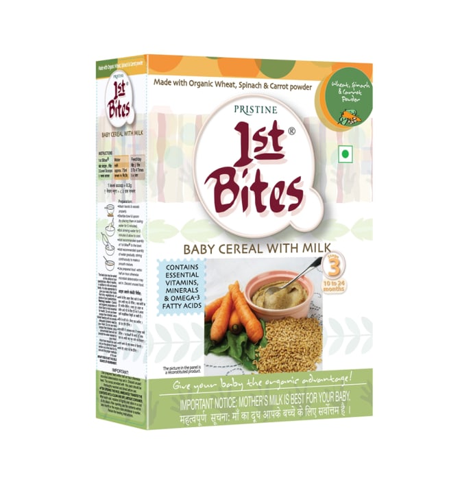 Pristine 1st Bites (10 Months - 24 Months) Stage-3 Baby Cereals with Milk Wheat Spinach and Carrot Powder (300gm)