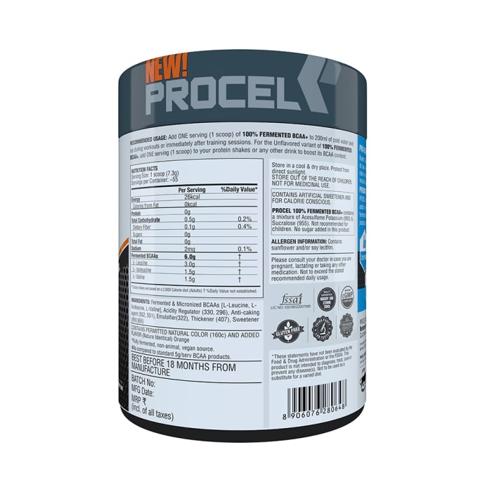 Procel 100% Fermented BCAA+ Powder Orange Burst (400gm)