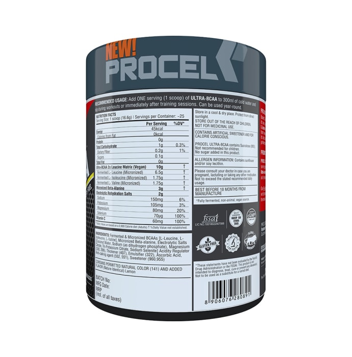 Procel Ultra-BCAA Powder Lemon-Lime (400gm)