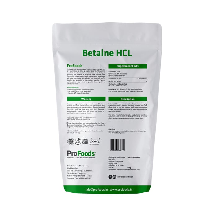 ProFoods Betaine HCL (125gm)