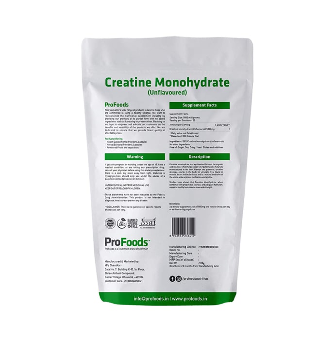 ProFoods Creatine Monohydrate Unflavoured (125gm)