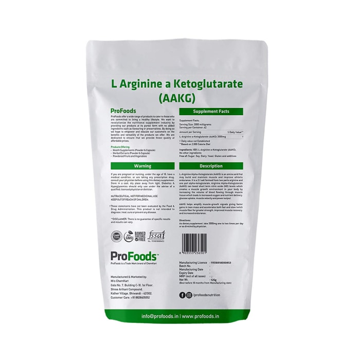 ProFoods L-Arginine a-Ketoglutarate (AAKG) (125gm)