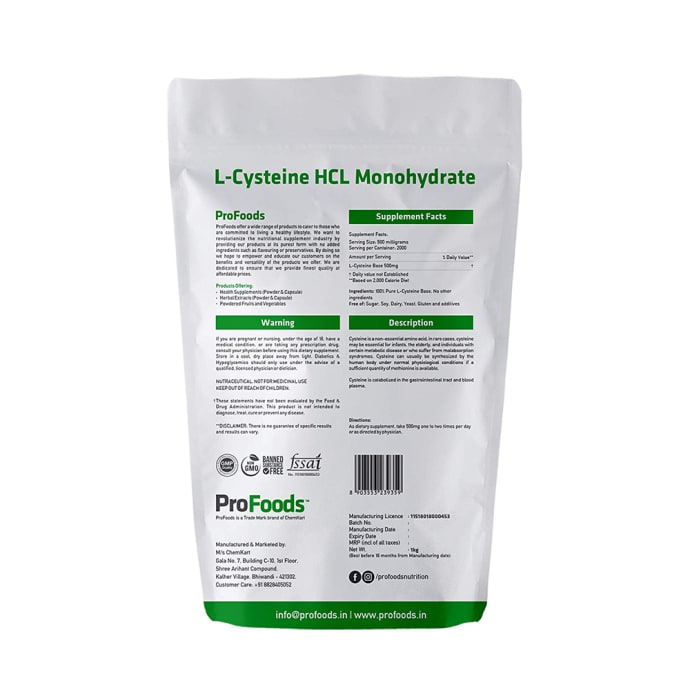 ProFoods L-Cysteine HCL Monohydrate (125gm)