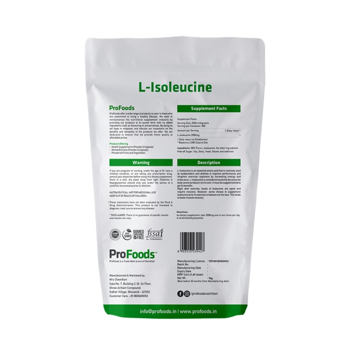 ProFoods L-Isoleucine Powder (125gm)